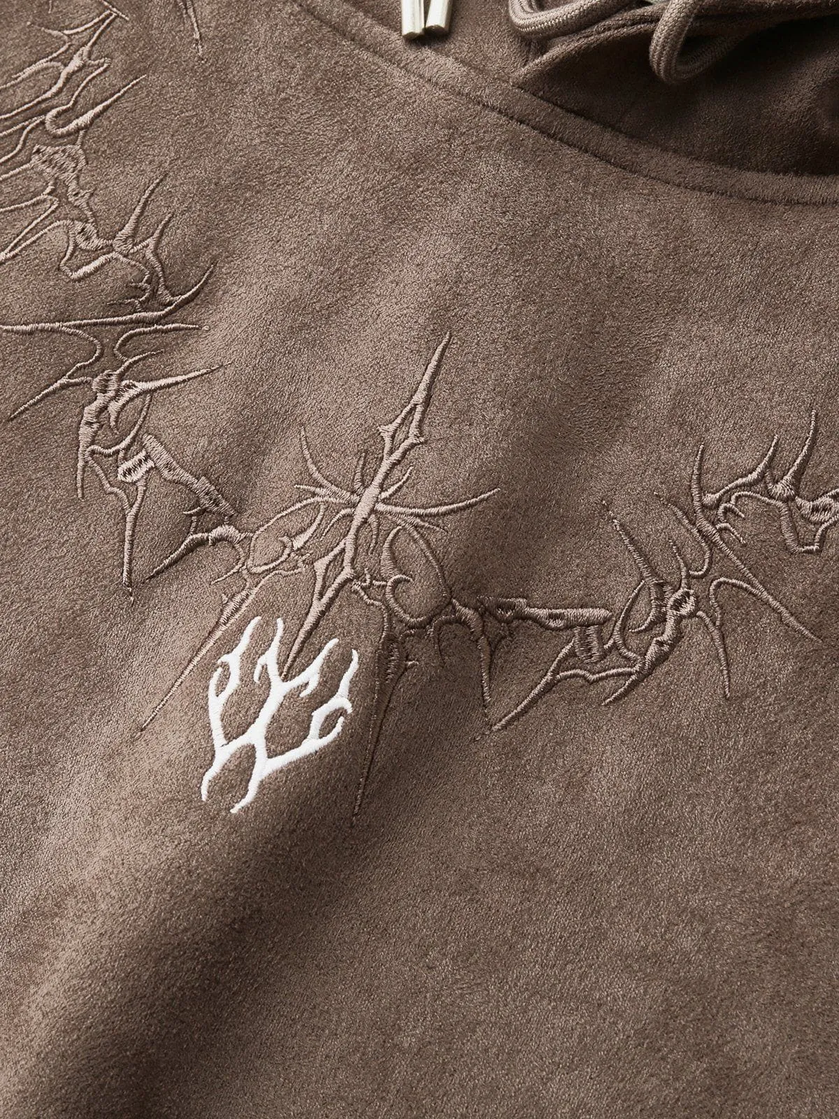 Aelfric Eden Thorny Embroidery Suede Hoodie