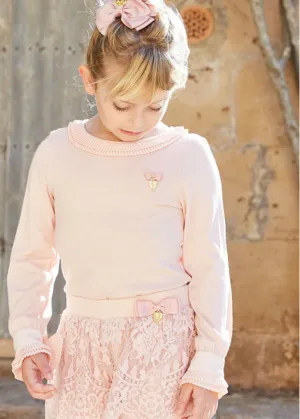 Angel's Face Girls Amanda Long Sleeve Top in Blush