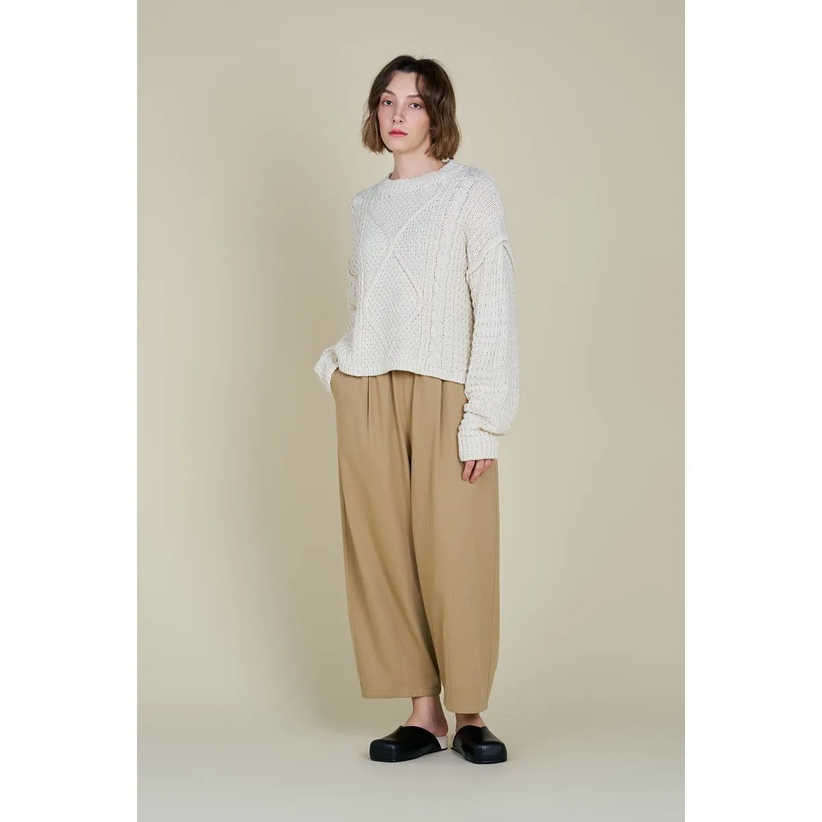 Annabel Grade and Gather Cable Front Crop Sweater