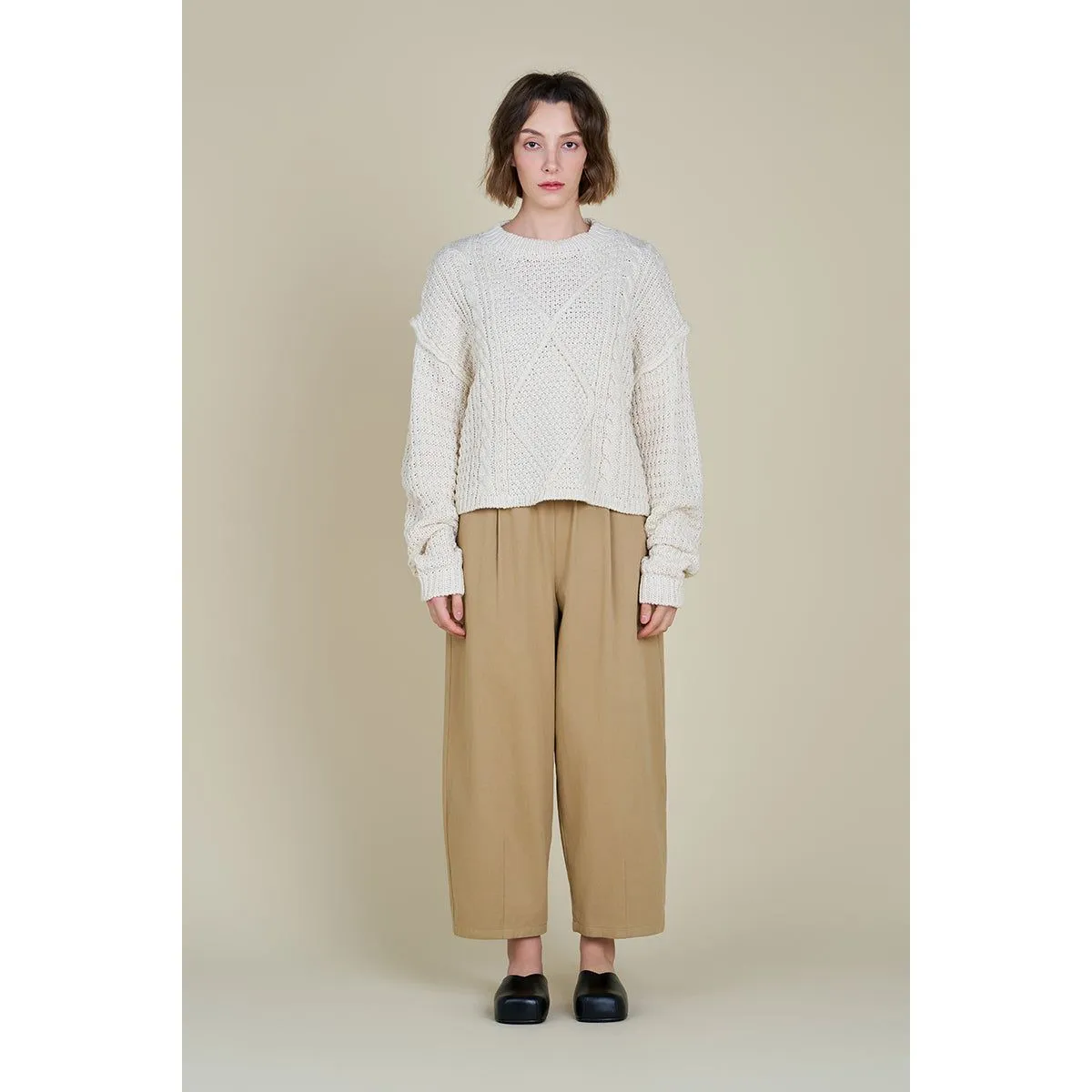 Annabel Grade and Gather Cable Front Crop Sweater