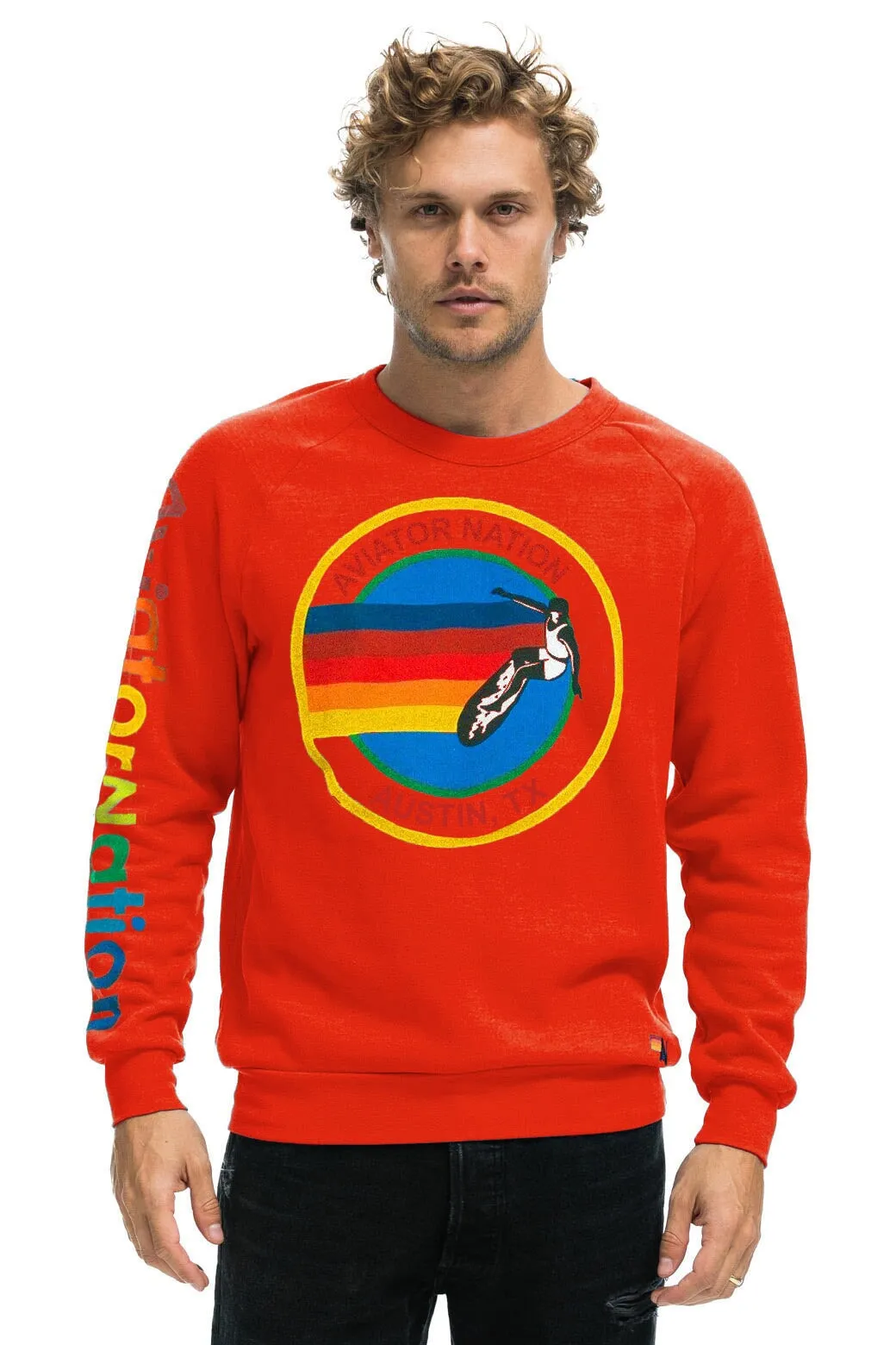 AVIATOR NATION AUSTIN CREW SWEATSHIRT - RED