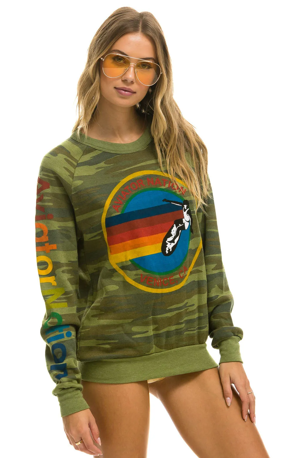 AVIATOR NATION CREW SWEATSHIRT - CAMO