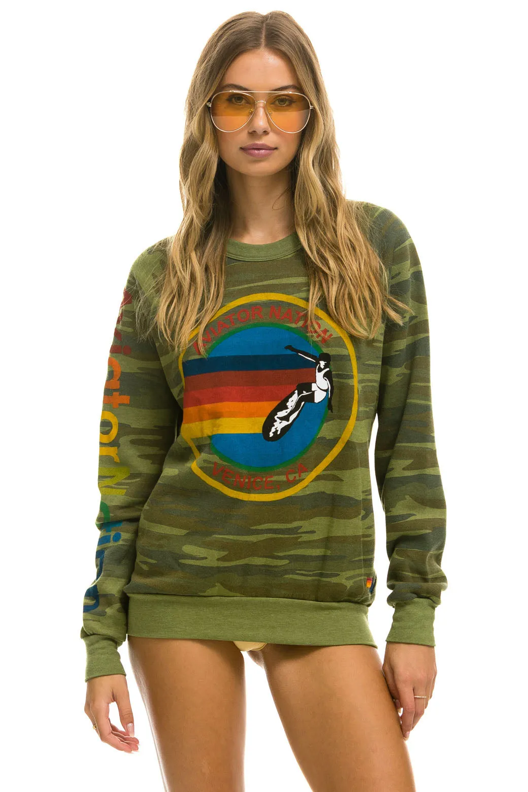 AVIATOR NATION CREW SWEATSHIRT - CAMO