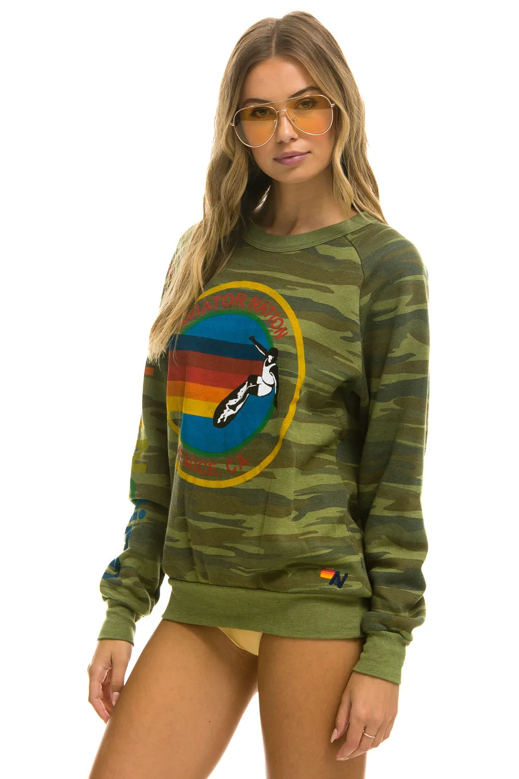 AVIATOR NATION CREW SWEATSHIRT - CAMO