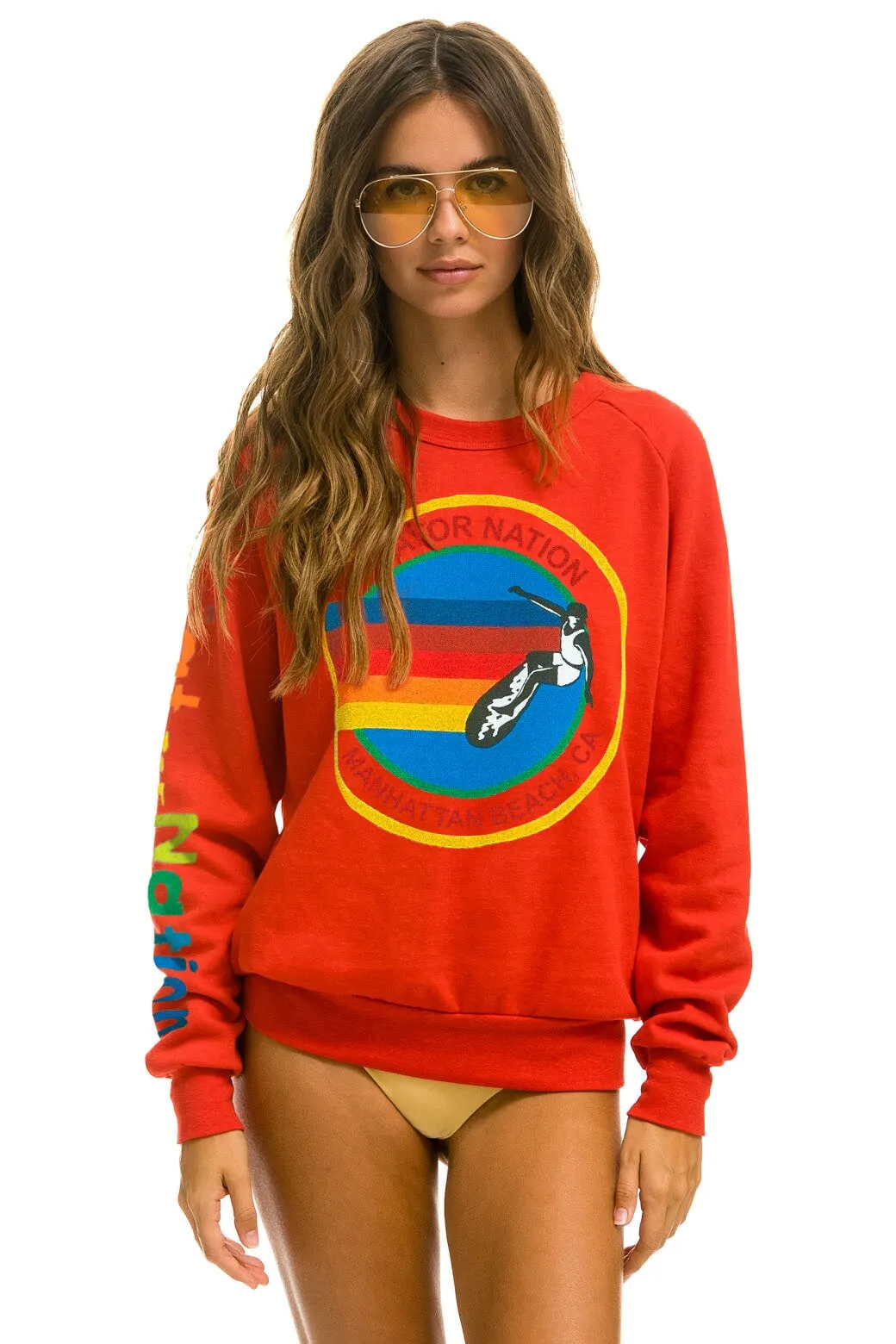 AVIATOR NATION MANHATTAN BEACH SWEATSHIRT - RED