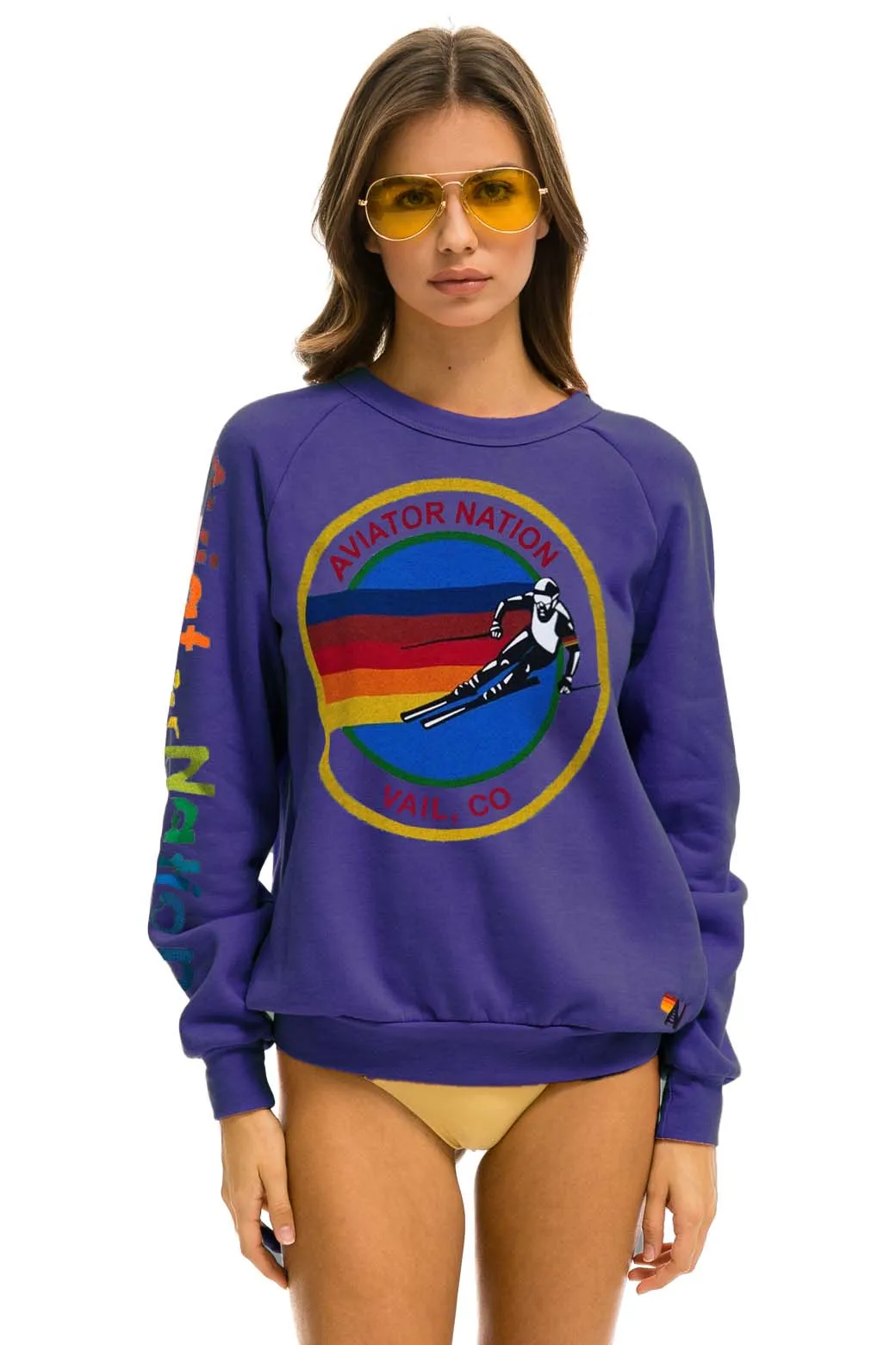 AVIATOR NATION VAIL CREW SWEATSHIRT - PURPLE