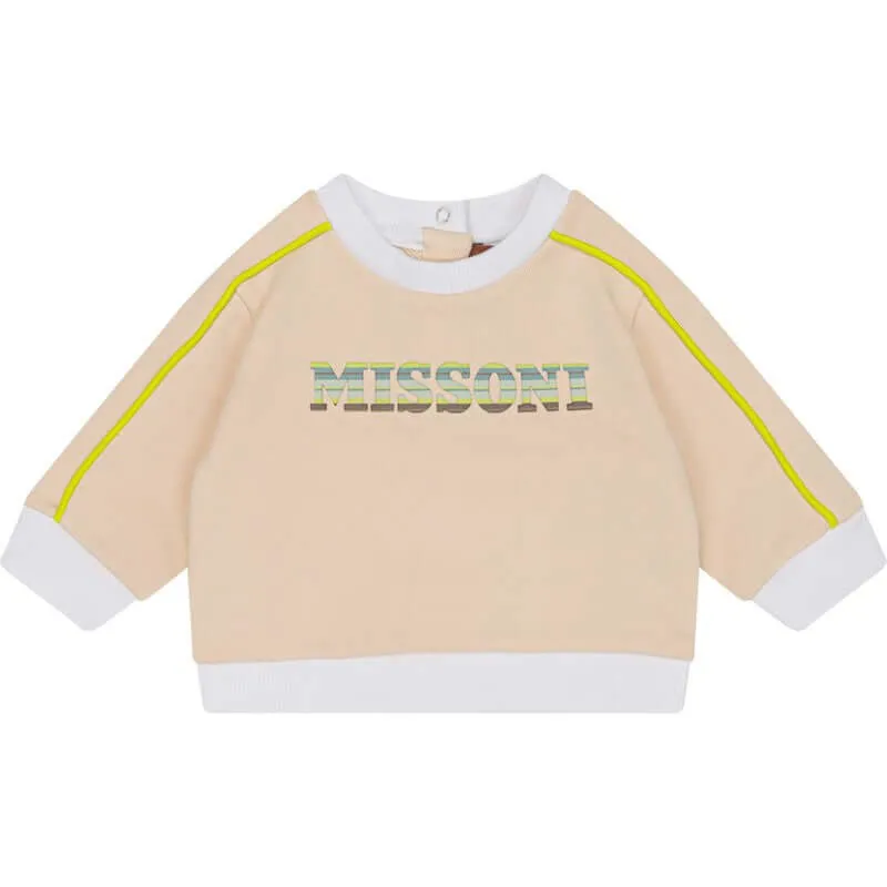 Baby Boys Peach Logo Cotton Sweatshirt