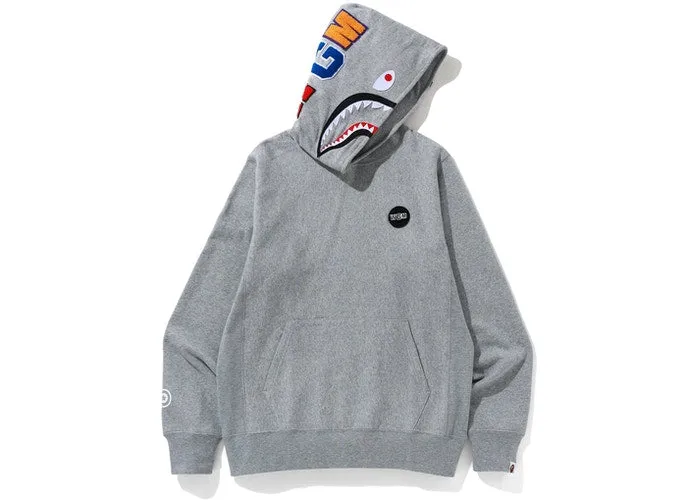 BAPE Shark Emblem Pullover Hoodie Grey