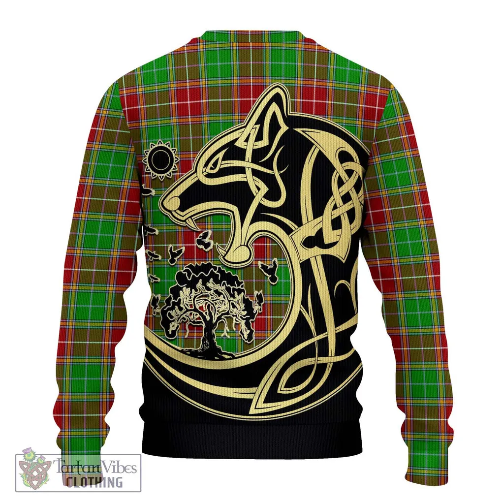 Baxter Modern Tartan Ugly Sweater with Family Crest Celtic Wolf Style