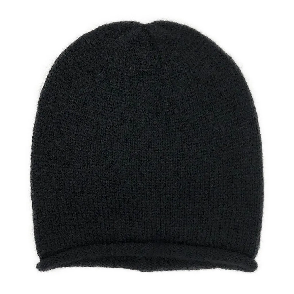 Black Essential Knit Alpaca Beanie by SLATE   SALT