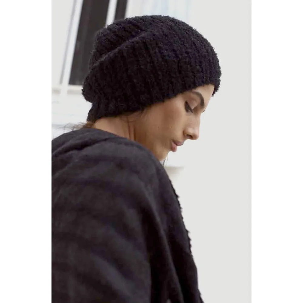 Black Loop Knit Alpaca Beanie by SLATE   SALT