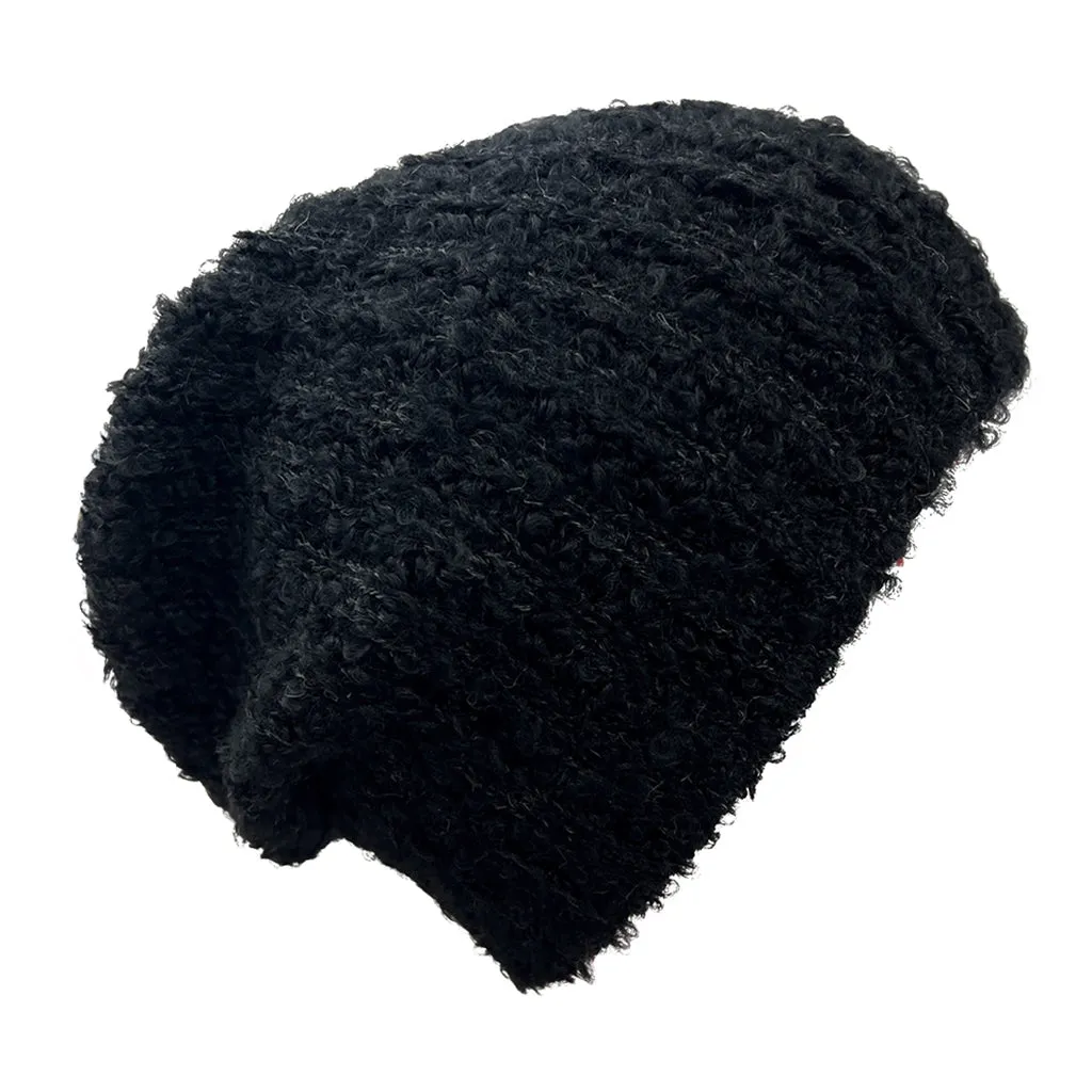 Black Loop Knit Alpaca Beanie by SLATE   SALT