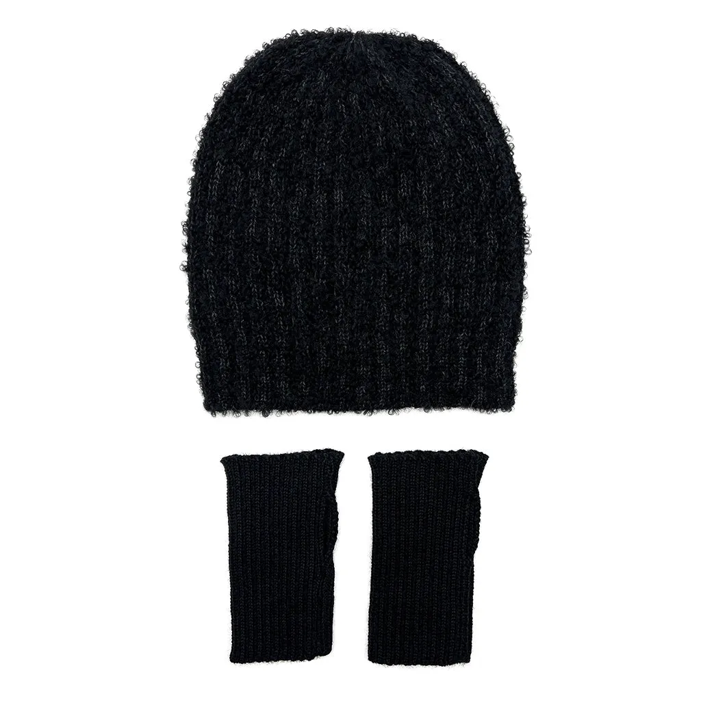 Black Loop Knit Alpaca Beanie by SLATE   SALT