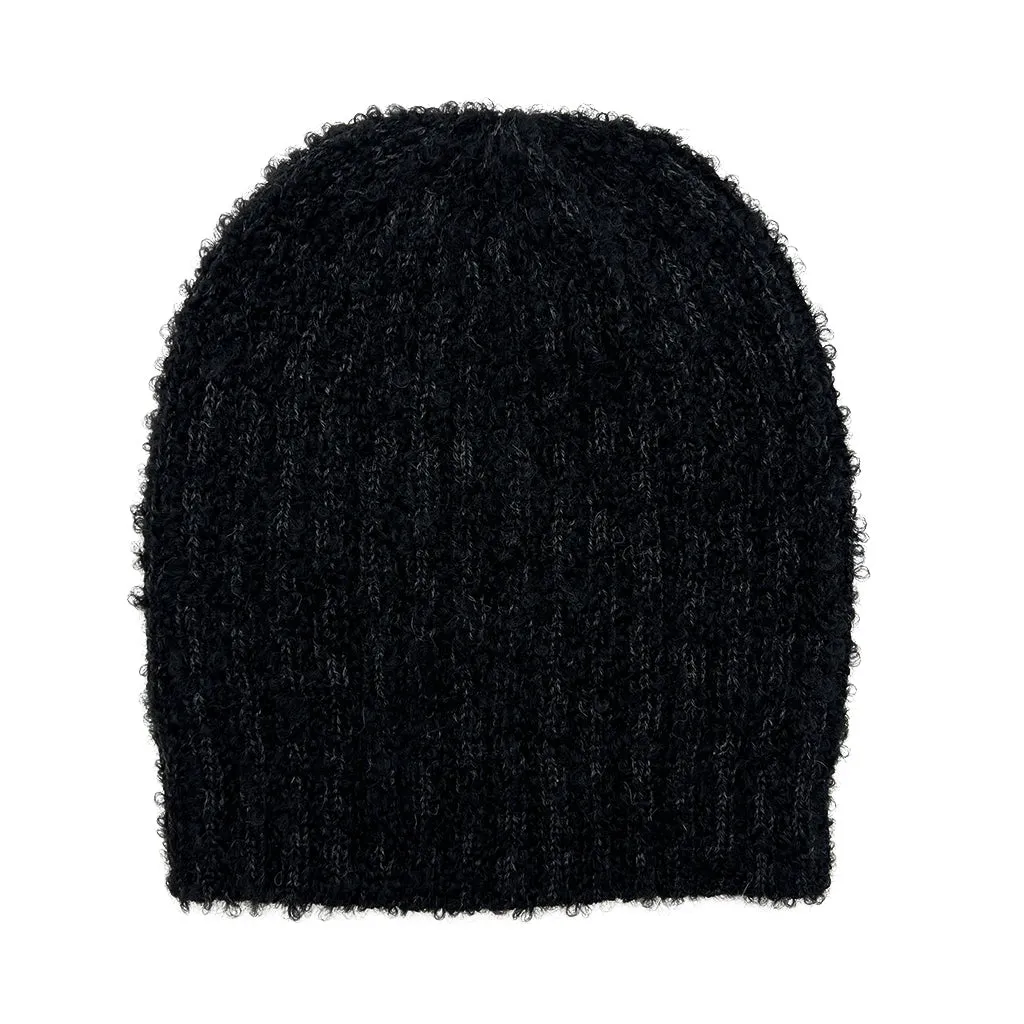 Black Loop Knit Alpaca Beanie by SLATE   SALT