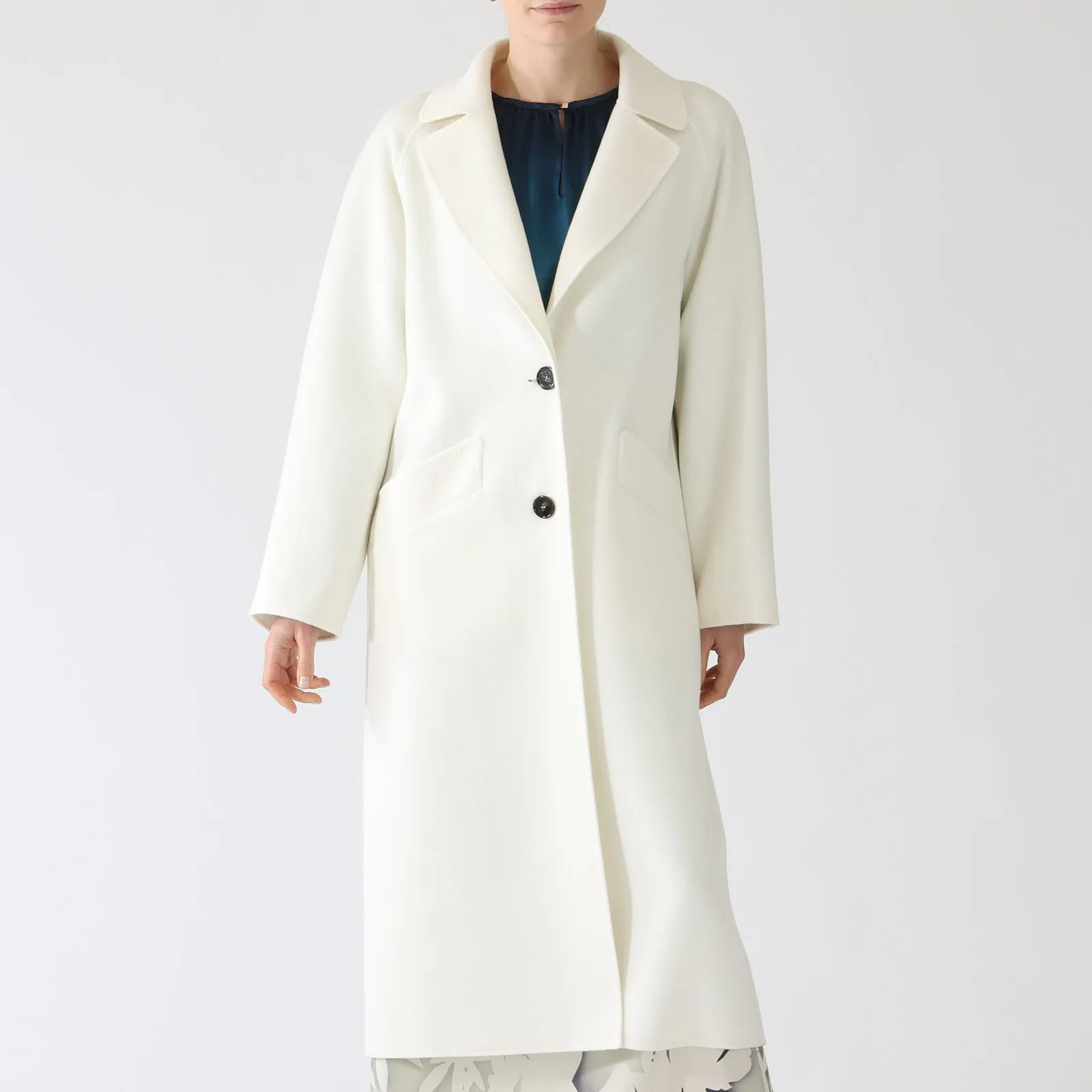 Bright Ecru Pure Wool Coat