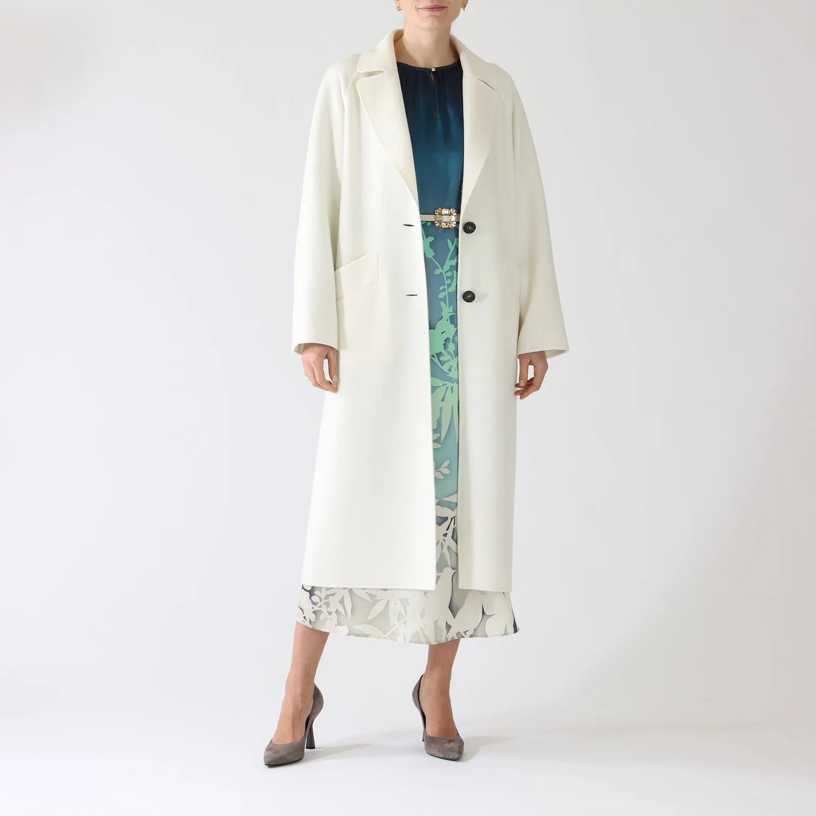 Bright Ecru Pure Wool Coat