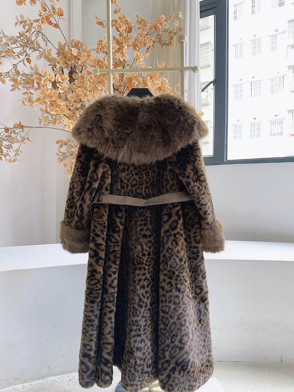 Brown 1950s Faux Fur Leopard Coat