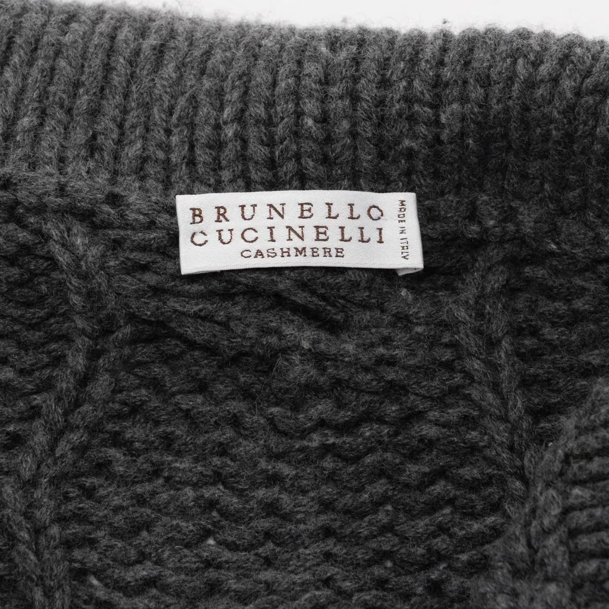 Brunello Cucinelli Charcoal Cashmere Blend Cable Knit Cardigan L