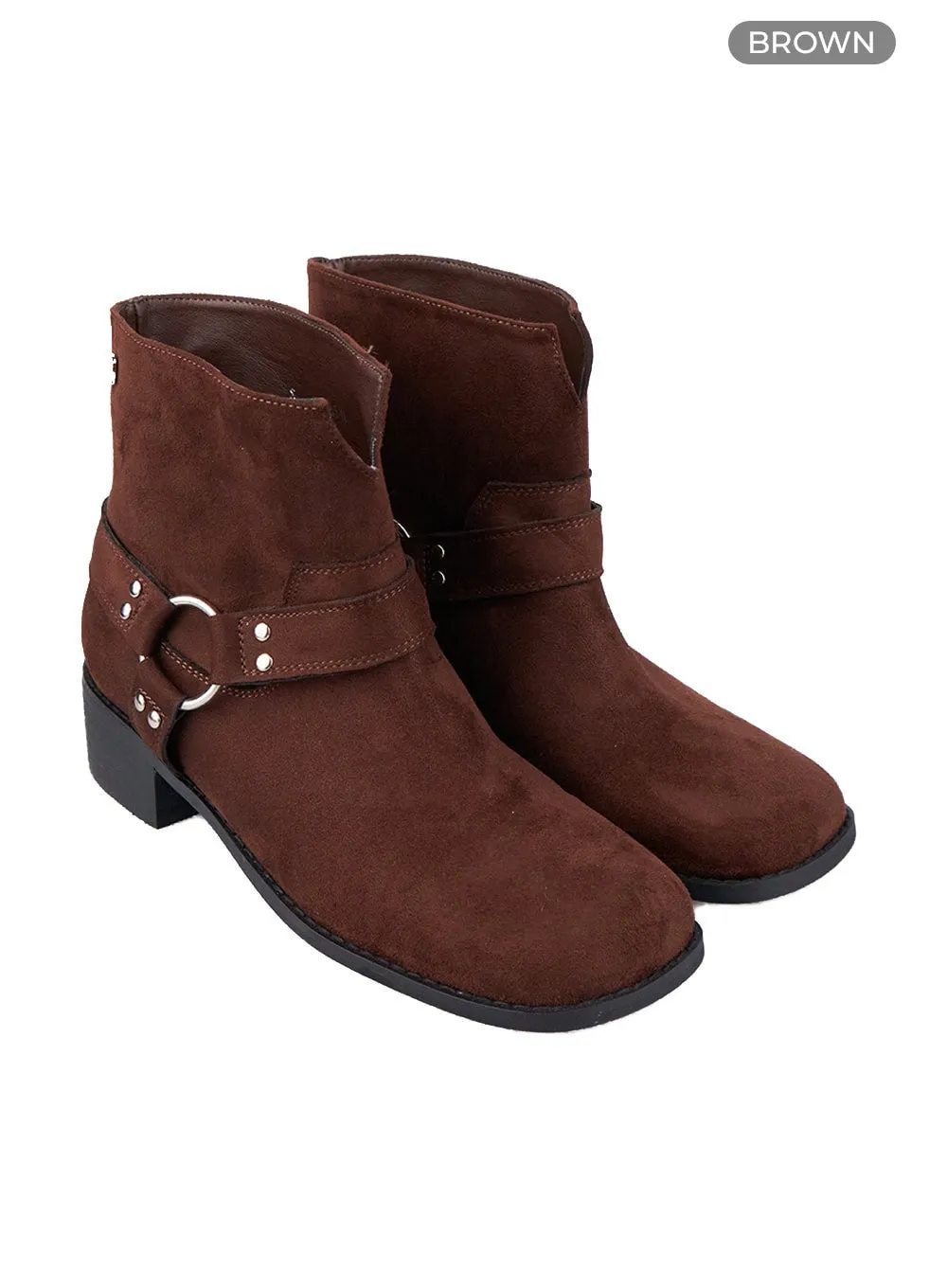 Buckle Faux Leather Ankle Boots CO410