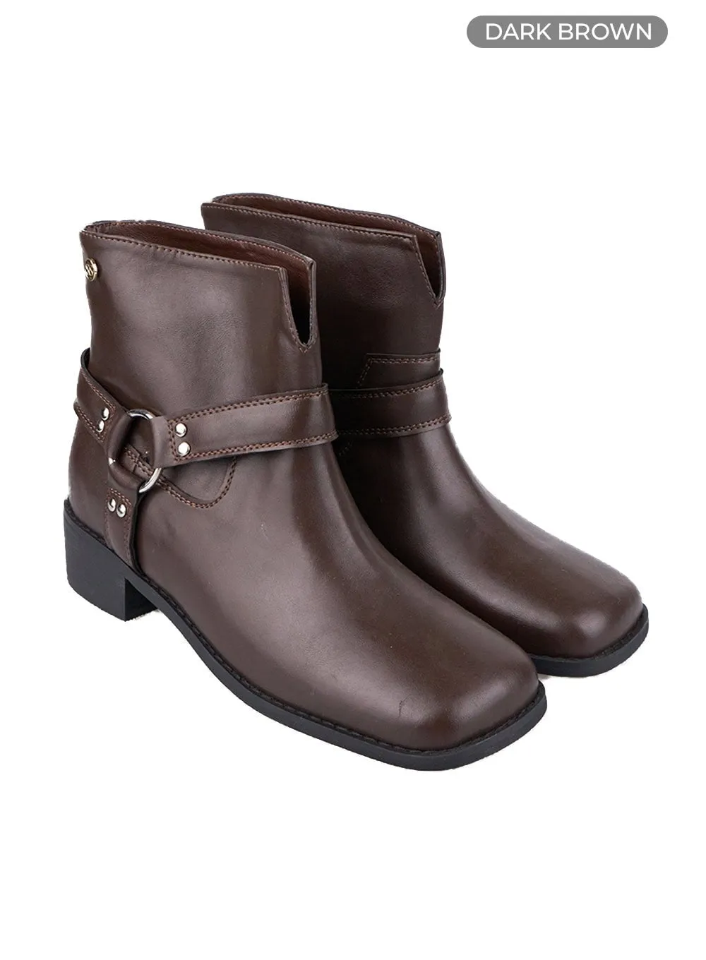 Buckle Faux Leather Ankle Boots CO410