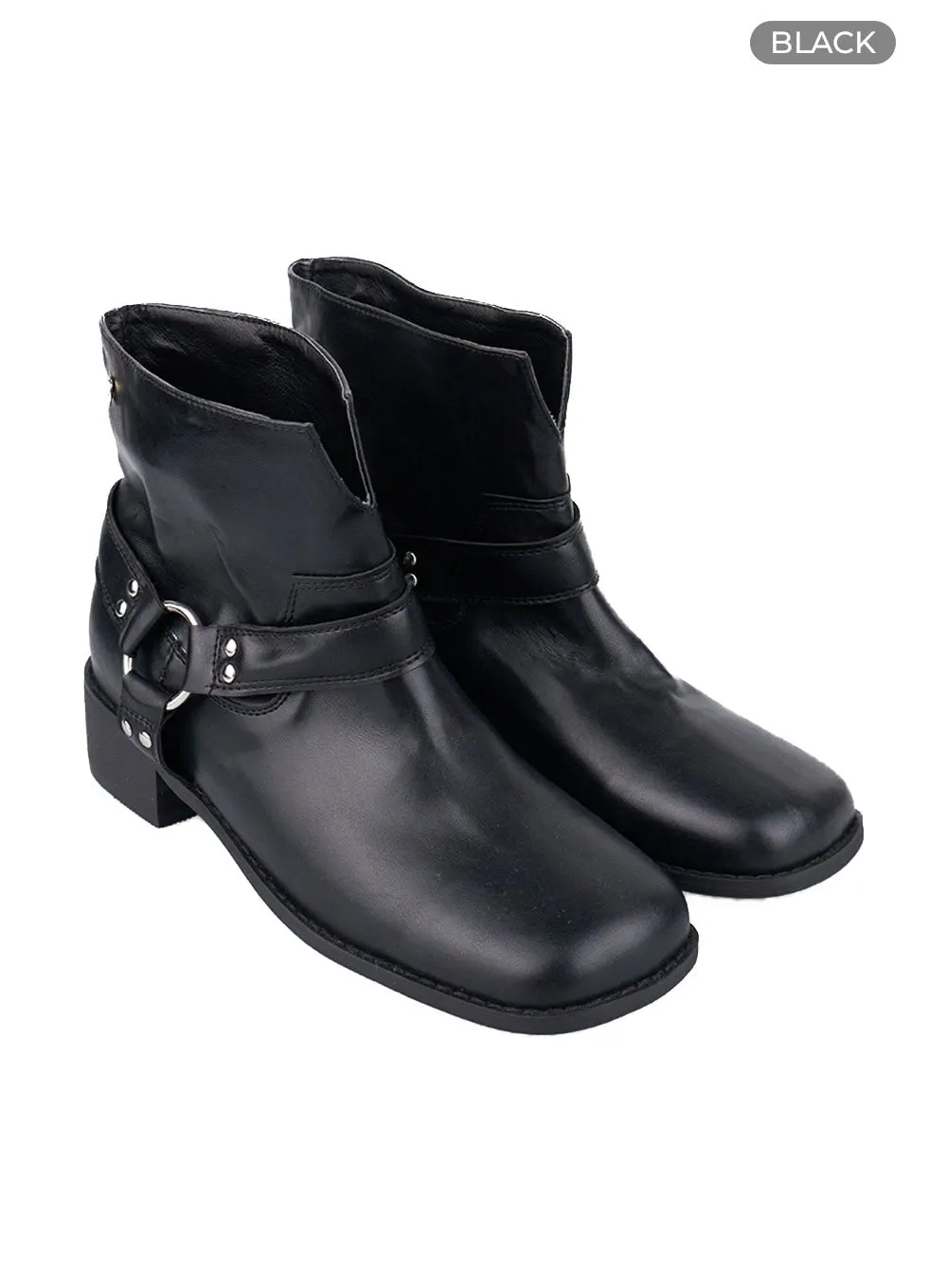 Buckle Faux Leather Ankle Boots CO410