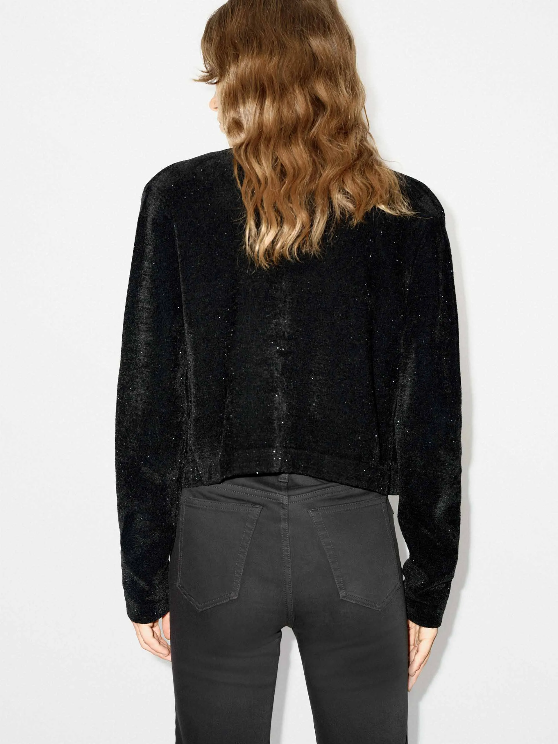 Button Closure Velvet Cardigan