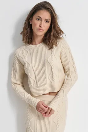 CABLE AND RIB CROP SWEATER