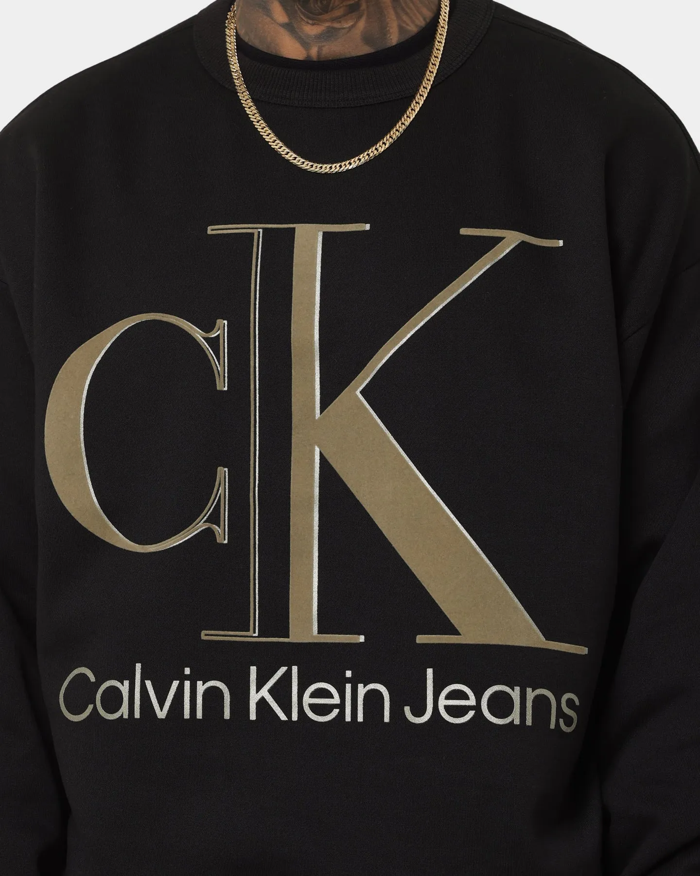 Calvin Klein High Shine CK Institution Crewneck Ck Black