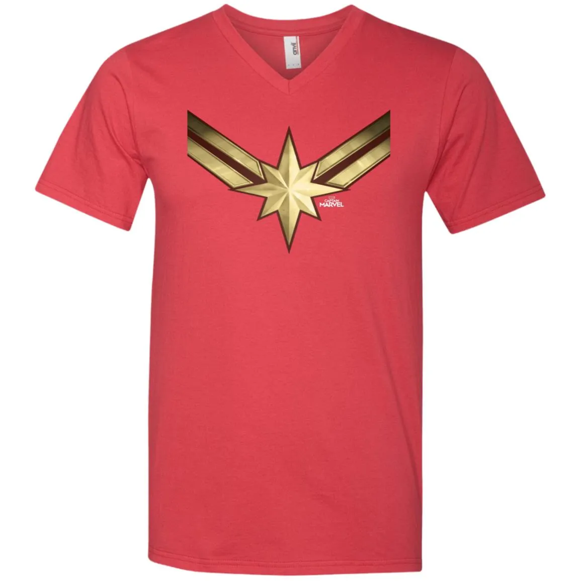 Captain Marvel Gleaming Chest Logo Men V-Neck T-Shirt