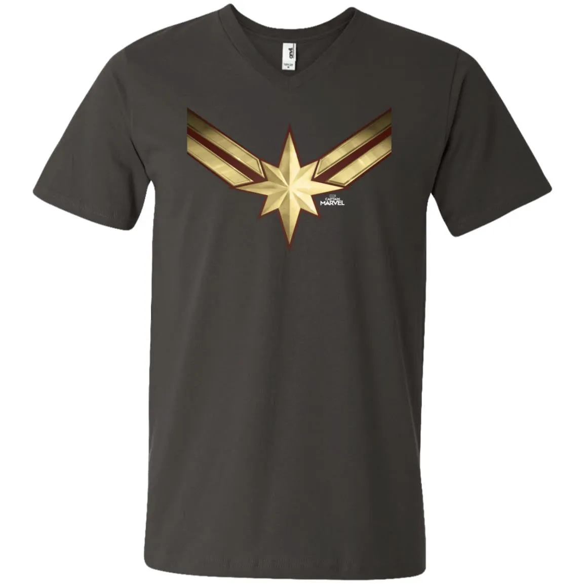 Captain Marvel Gleaming Chest Logo Men V-Neck T-Shirt