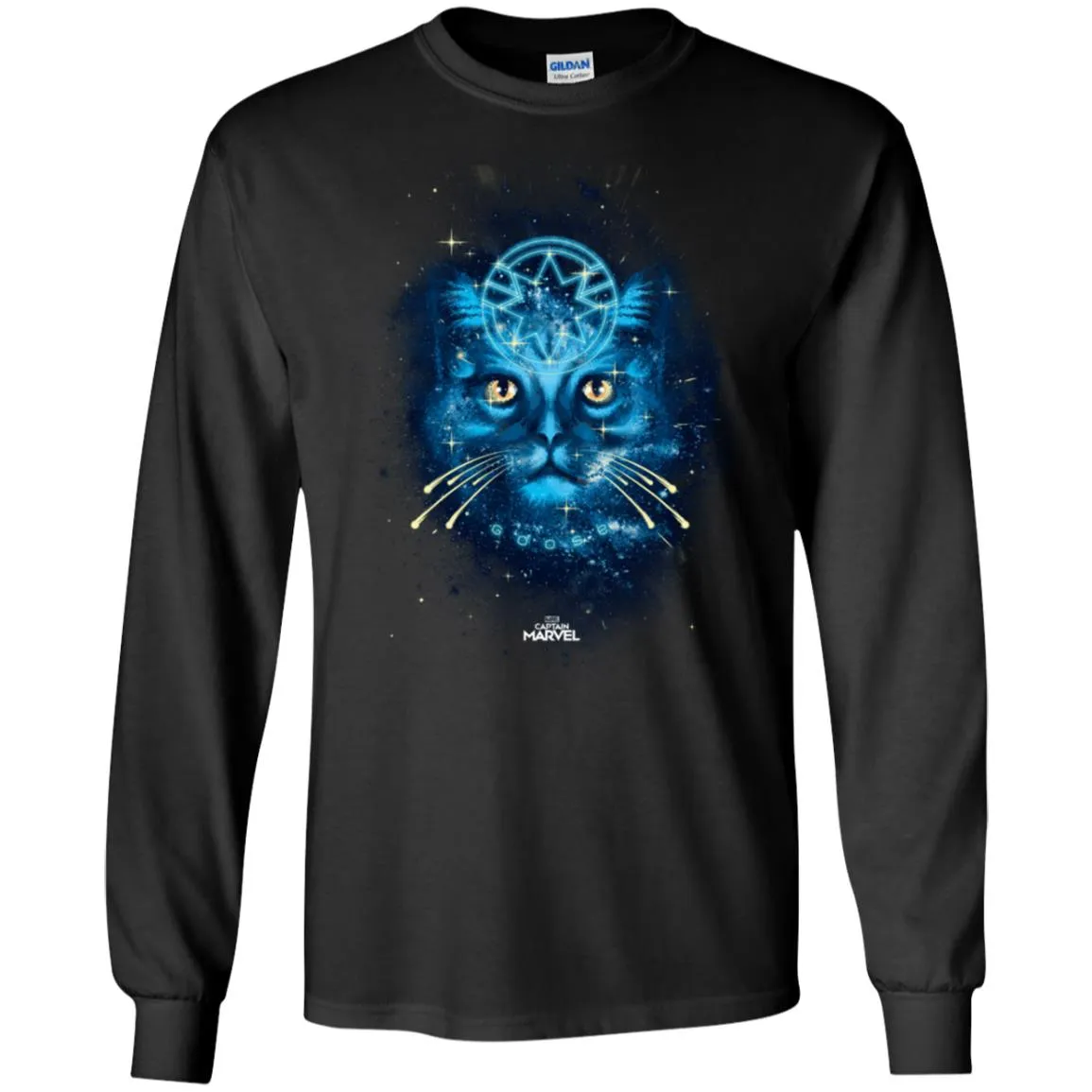 Captain Marvel Goose Blue Galaxy Portrait Men Long Sleeve Shirt