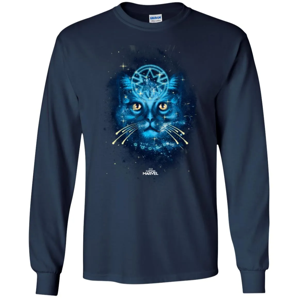 Captain Marvel Goose Blue Galaxy Portrait Men Long Sleeve Shirt