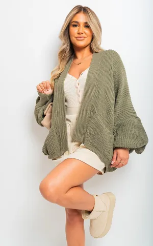 Carter Knitted Balloon Sleeve Cardigan