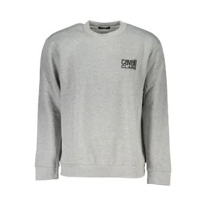 Cavalli Class Chic Gray Embroidered Sweatshirt