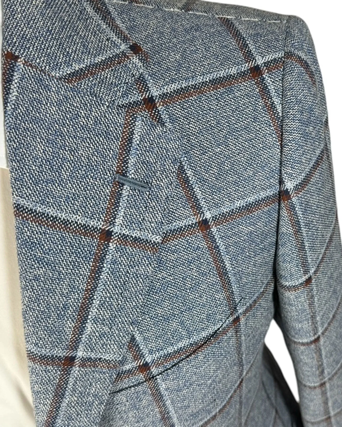 Cesare Attolini Sport Coat Blue Windowpane Wool Silk EU 50/ US 40