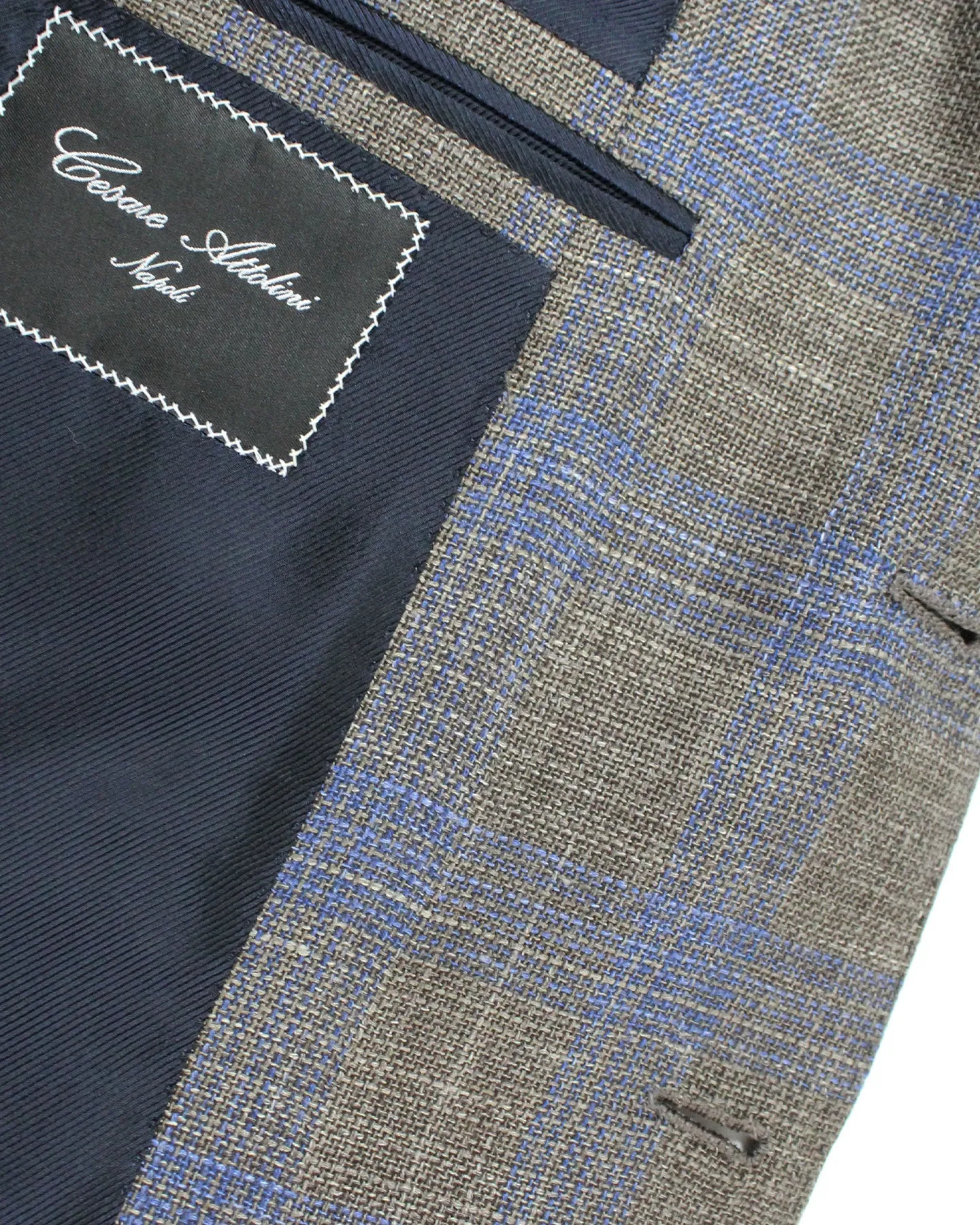 Cesare Attolini Sport Coat Brown Midnight Blue Plaid Blazer EU 48/ US 38