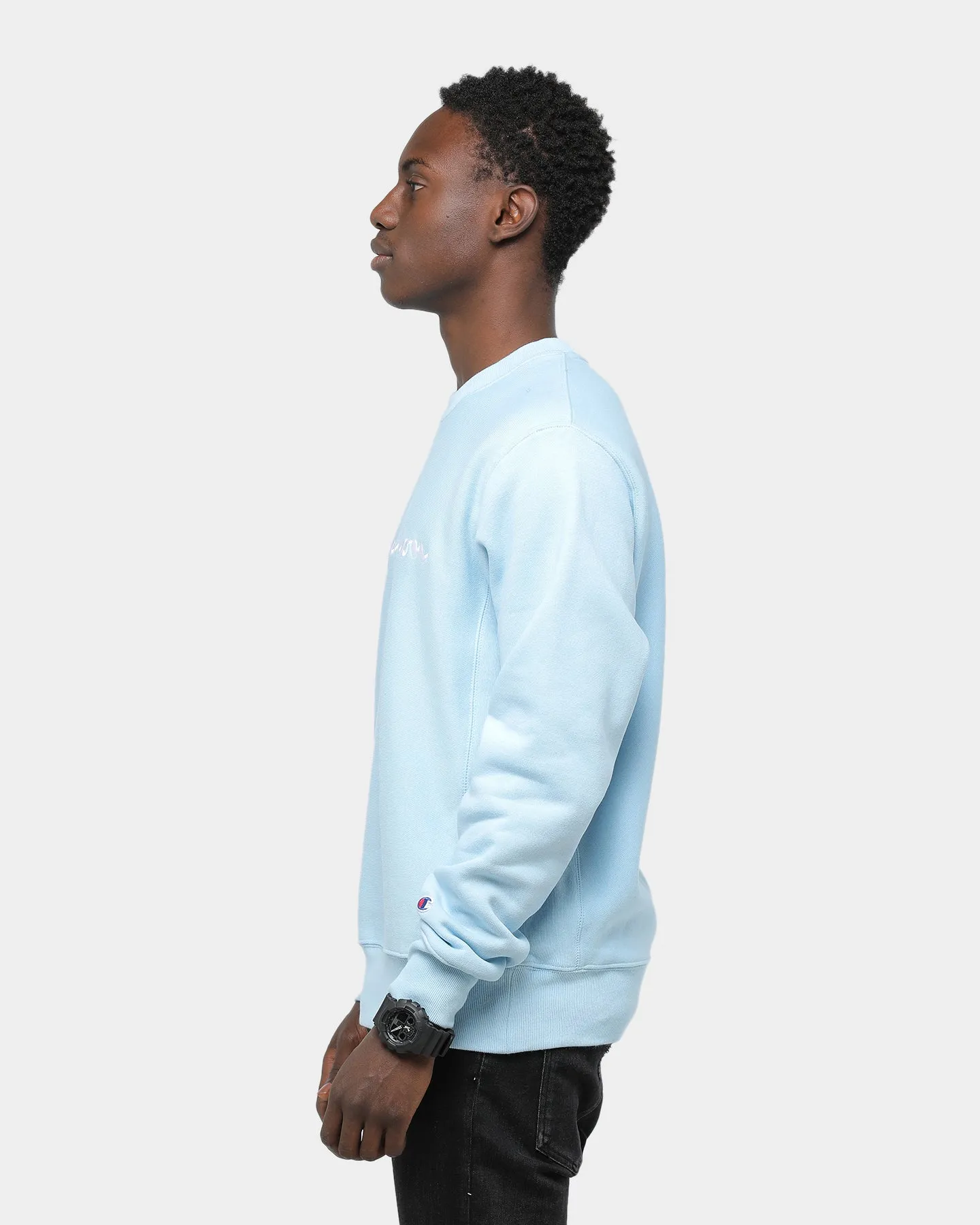 Champion Rev Weave Embroidered Crew Candid Blue