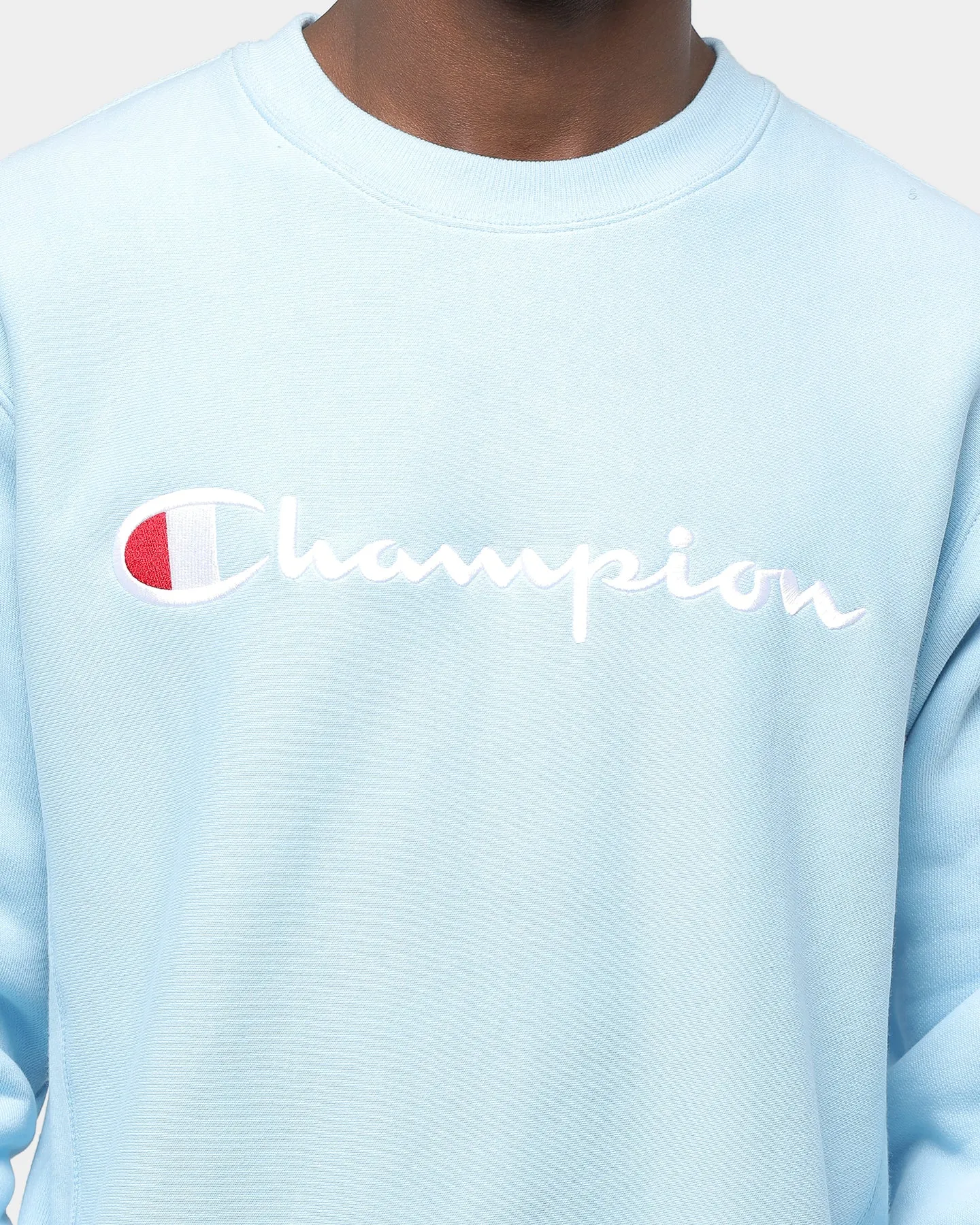 Champion Rev Weave Embroidered Crew Candid Blue