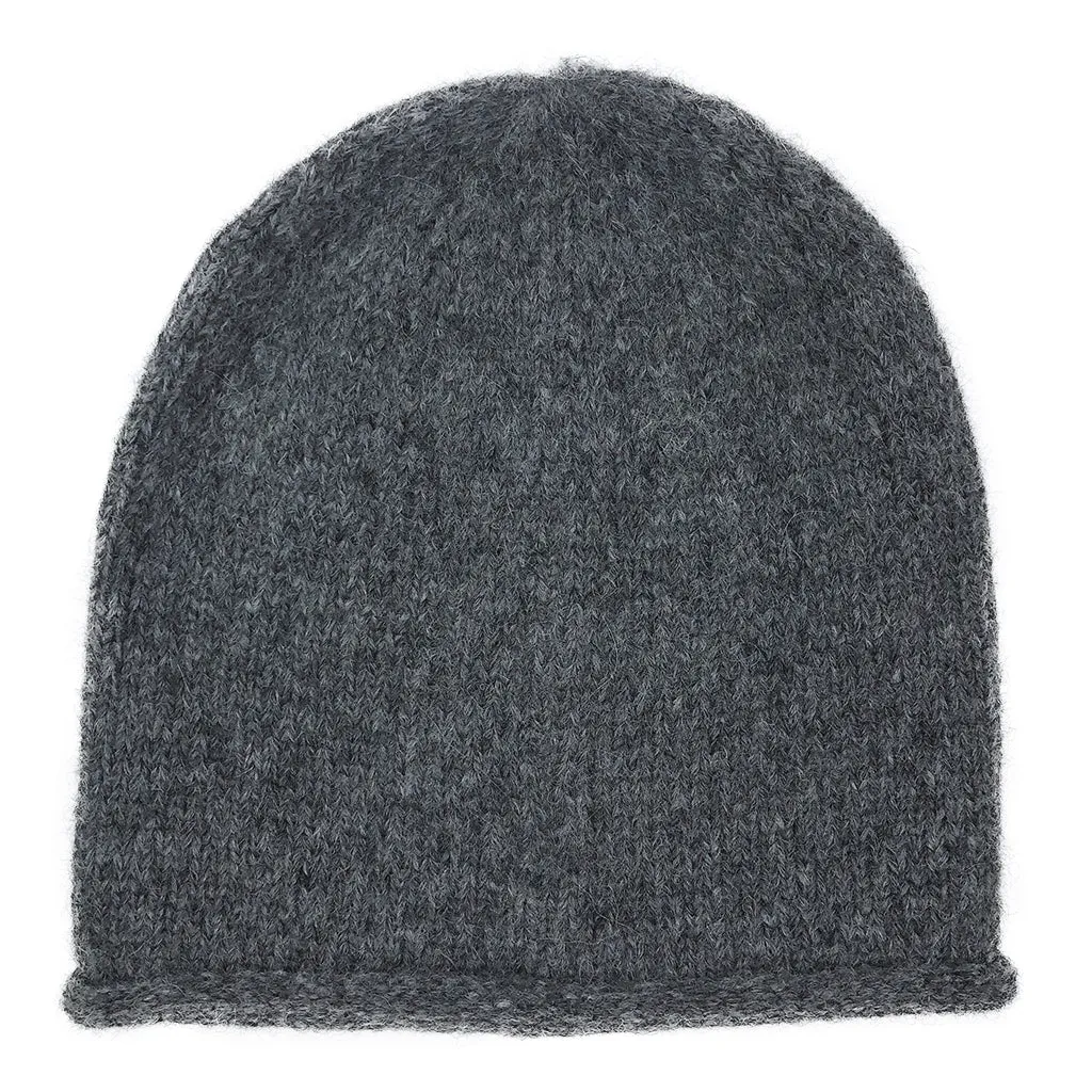 Charcoal Essential Knit Alpaca Beanie by SLATE   SALT