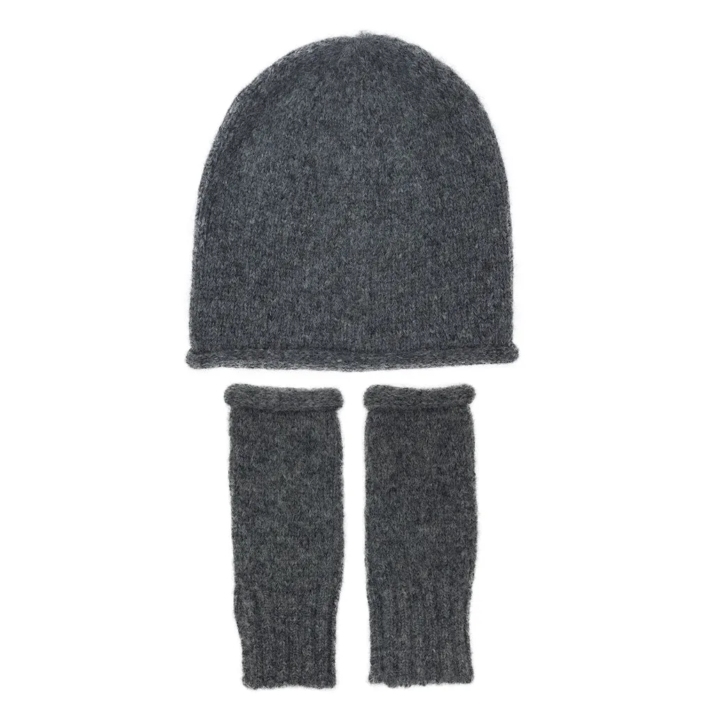 Charcoal Essential Knit Alpaca Beanie by SLATE   SALT