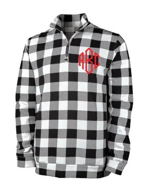 Charles River Printed Crosswind Quarter Zip, Black/White Check