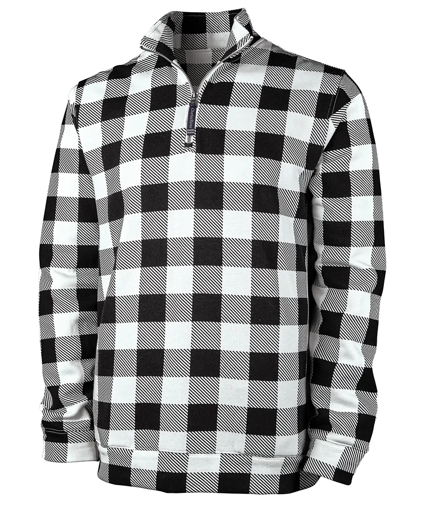 Charles River Printed Crosswind Quarter Zip, Black/White Check