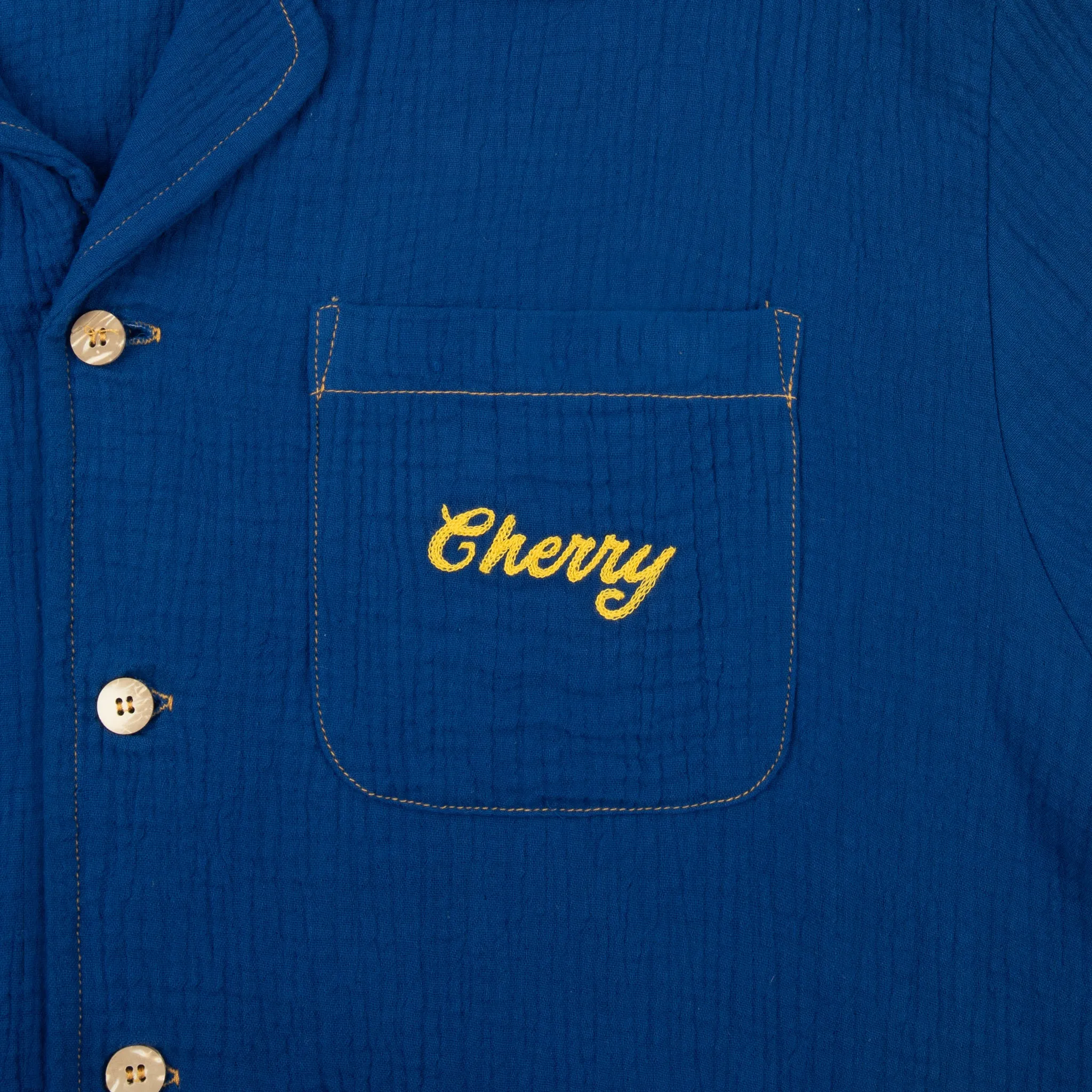 Cherry Club Button Up (Cobalt)