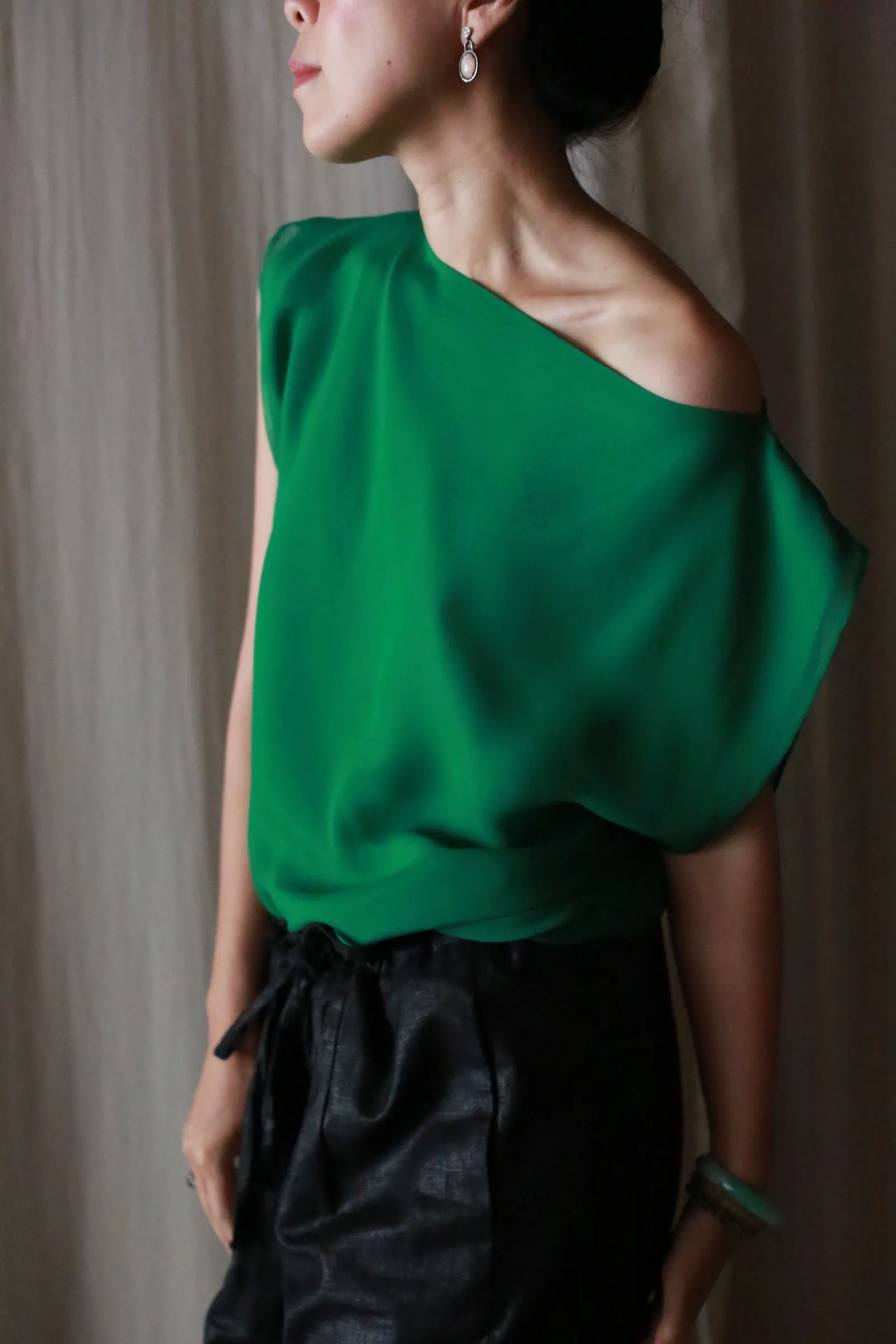 Chiffon Moonflower Top | Emerald