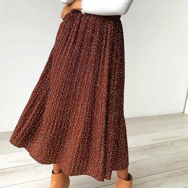 Chiffon Print High Waist Pleated Maxi Skirt