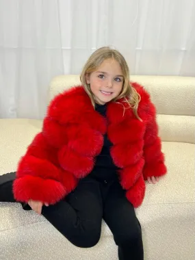 Childrens Red Luxury Fur Coat