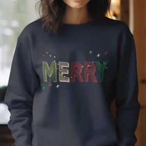 Christmas Light 'MERRY' Sweatshirt, Holiday Season Jumper, Festive Cozy Pullover, Xmas Crewneck, Winter Gift, Merry Christmas Sweater