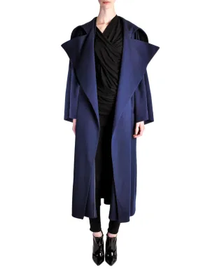 Claude Montana Vintage Navy Blue Oversized Drape Wool Cashmere Coat