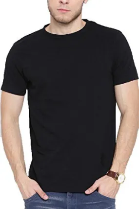 Colors Couture Solid Black 100% Cotton with Round Neck Half Sleeves Slim Fit T-shirts for Men Stylish wear, Daily Wear, Casual Wear, T-shirts for men plain