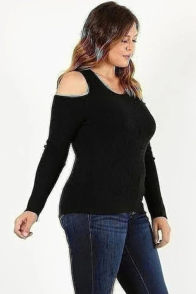 Curvy Carmen Sweater Cold Shoulder